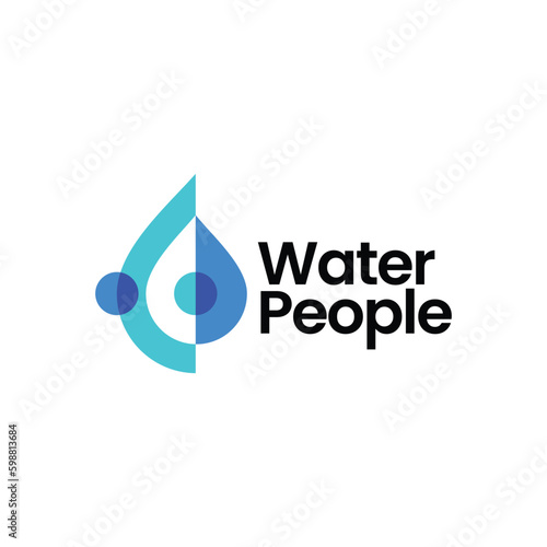 Clean Water Drop People Team Work Family Community Group Logo Vector Icon Illustration