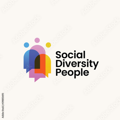 People Chat Talk Bubble Social Diversity Gradient Colorful Logo Vector icon illustration