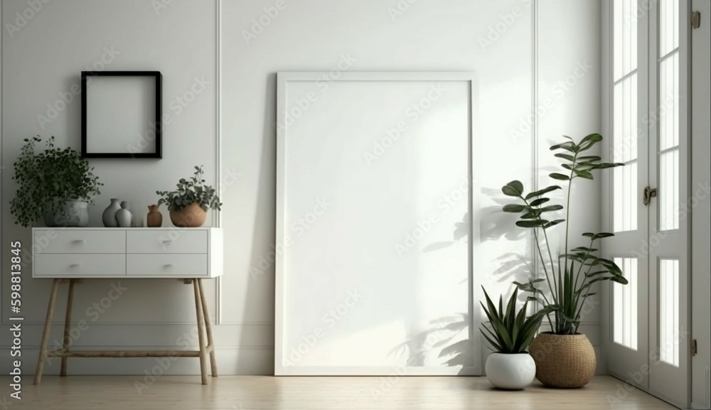 Frame mockup in modern home interior generative Ai