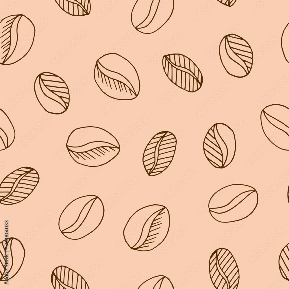 coffee beans seamless pattern hand drawn in doodle style. Suitable for wrapping paper, packaging, background, textile, wallpaper. coffee beans seamless pattern hand drawn in doodle style. Suitable for wrapping paper, packaging, background, textile, wallpaper.