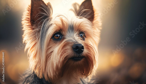 Yorkshire Terrier dog. beautiful instagram photography - Generative AI  © T