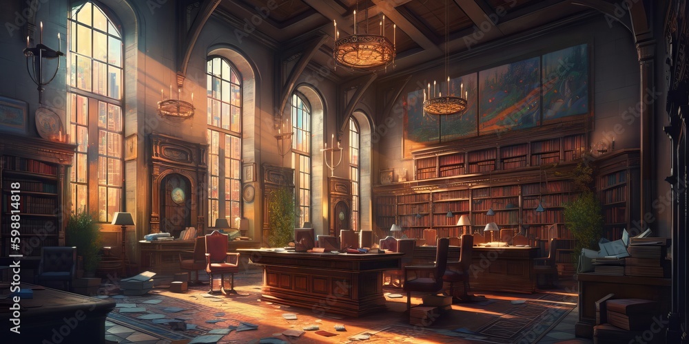 morning in the castle library