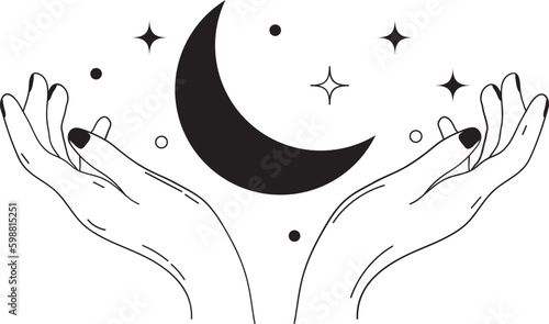 Hand Moon Mystical