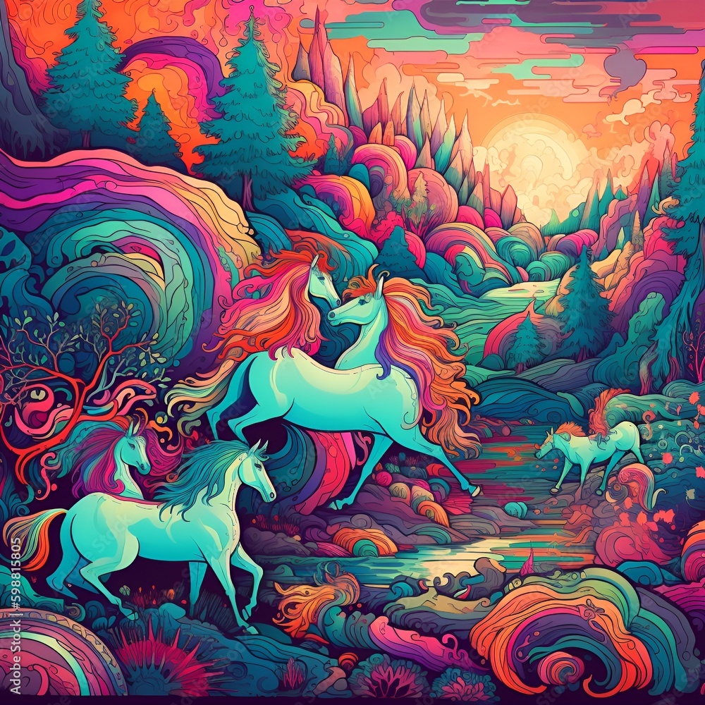 Obraz premium Unicorn design background paper, Generative AI