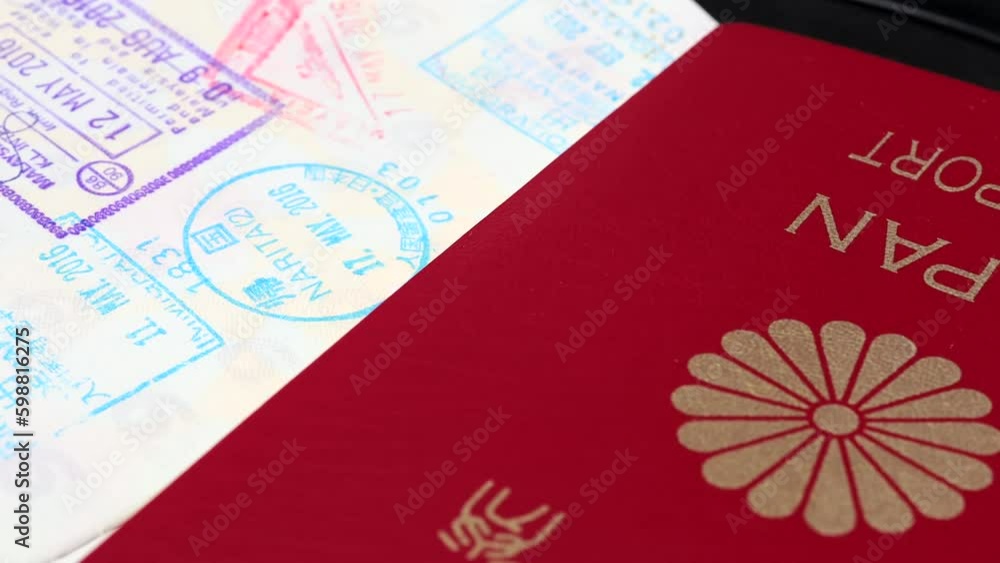 Tokyo, Japan, April 2023. Rotating video of Japanese passport. Tokyo, Japan, April 2023. Rotating video of Japanese passport.