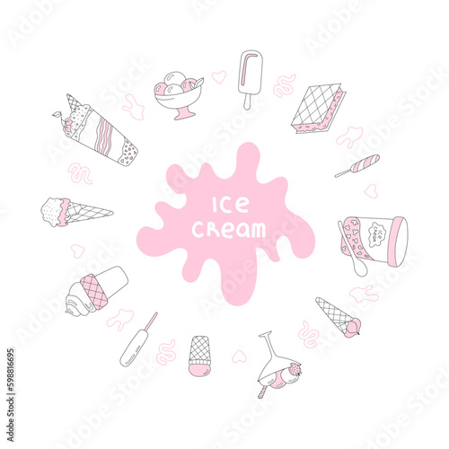 hand drawn vector illustration ice cream set