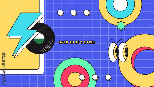 Vector 90s 80s memphis nostalgic colorful retro colorful background