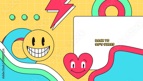 Vector 90s 80s memphis nostalgic colorful retro colorful background