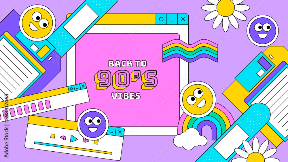 Obraz premium Vector flat style nostalgic background