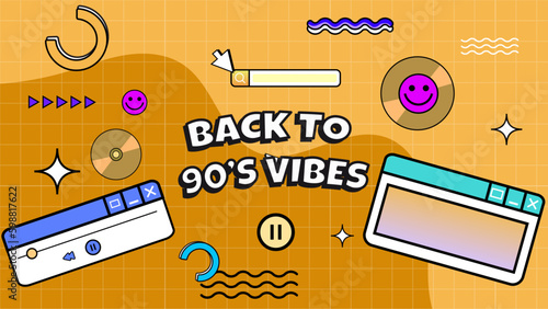 Vector 90s memphis nostalgic colorful retro colorful background