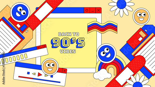 Vector flat nostalgic 90's background