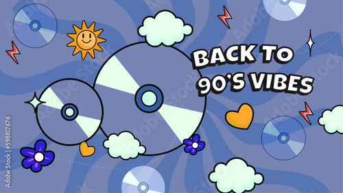 vector flat nostalgic 90's youtube channel art