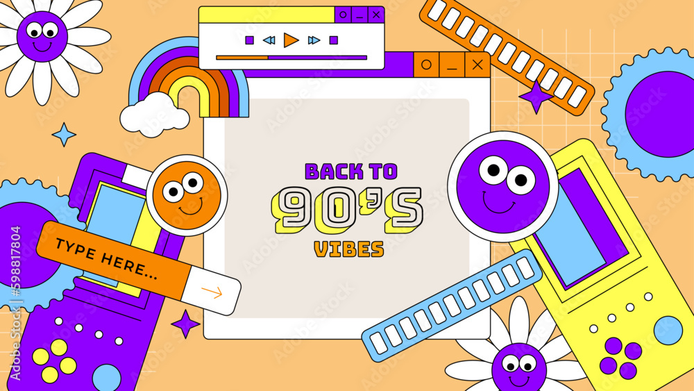vector flat nostalgic 90's background vector flat nostalgic 90's background