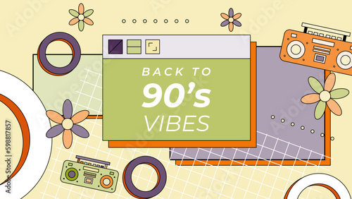 Vector 90s memphis nostalgic colorful retro background