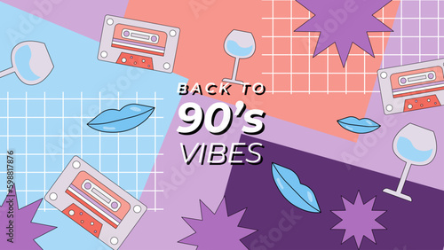 vector flat design 90s nostalgic music festival youtube thumbnail