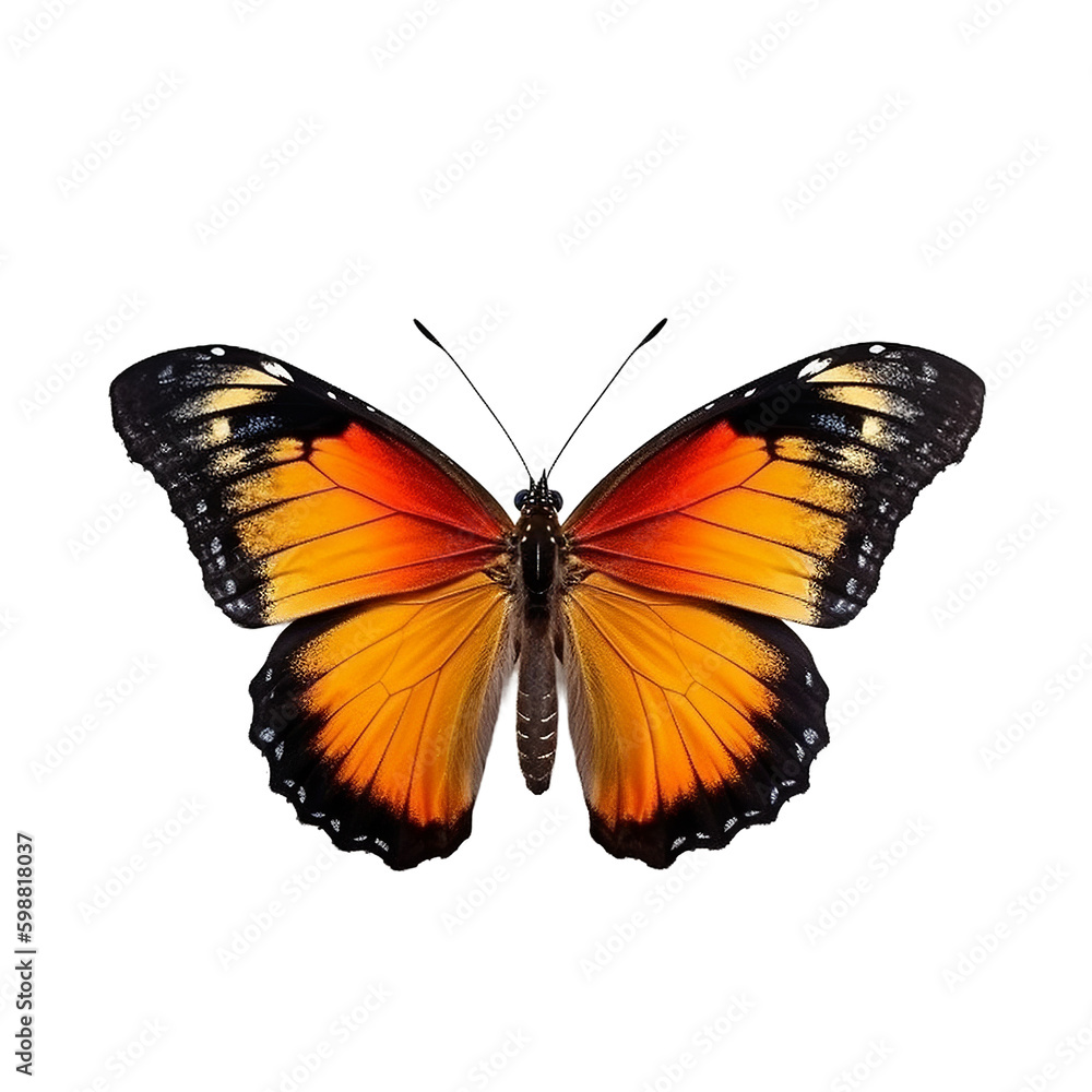 Fototapeta premium A colorful butterfly isolated on transparent background, Generative AI