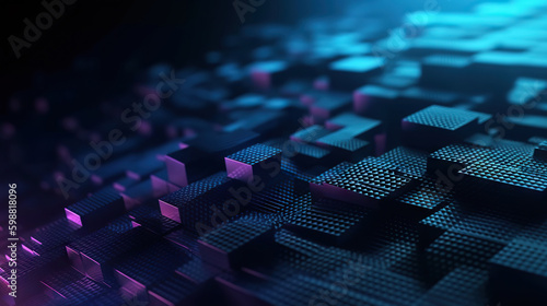 Fototapeta Naklejka Na Ścianę i Meble -  Modern abstract digital 3D background. Copy space. Based on Generative AI