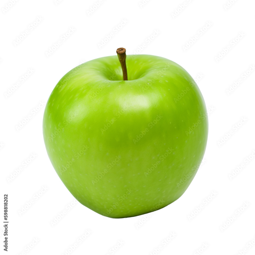 A green apple isolated on transparent background, Generative AI