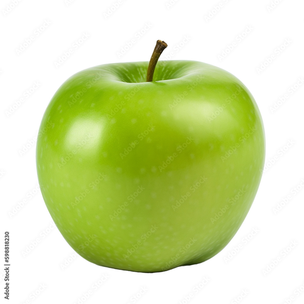 A green apple isolated on transparent background, Generative AI A green apple isolated on transparent background, Generative AI
