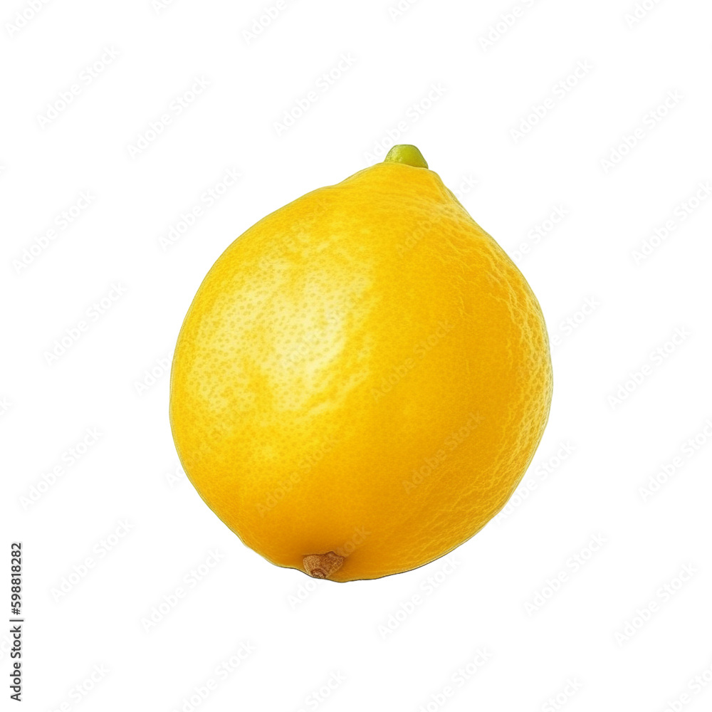 A yellow lemon isolated on transparent background, Generative AI A yellow lemon isolated on transparent background, Generative AI