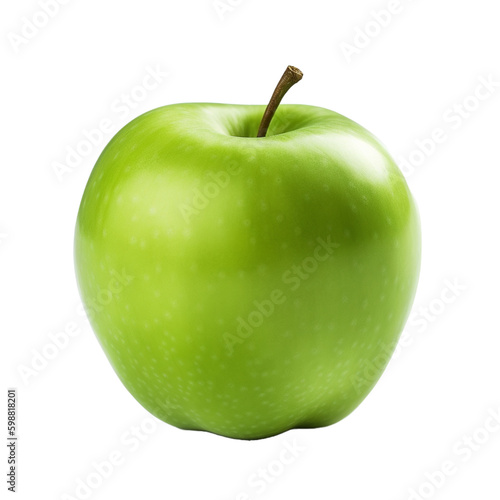 A green apple isolated on transparent background, Generative AI