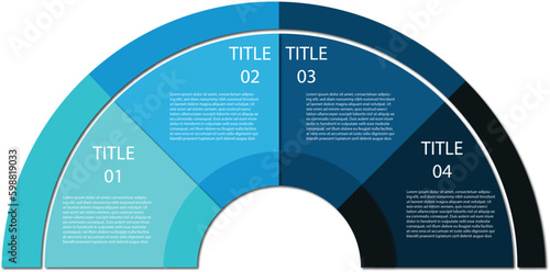 Semicircle 4 Topics Blue Color Gradient Art & Illustration