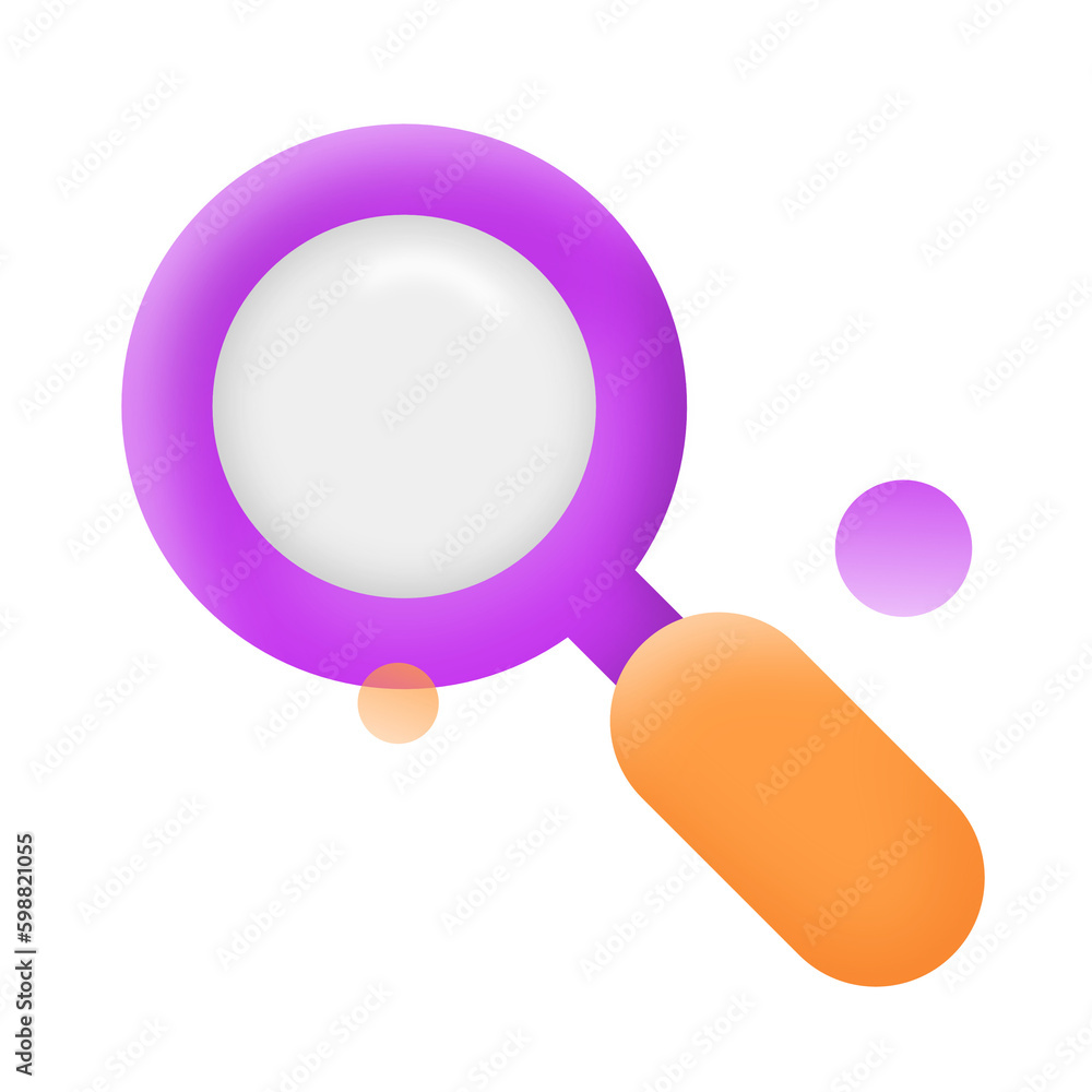 Minimalist icon 3D purple search bar or magnifying glass. Search bar design elements in the app Minimalist icon 3D purple search bar or magnifying glass. Search bar design elements in the app