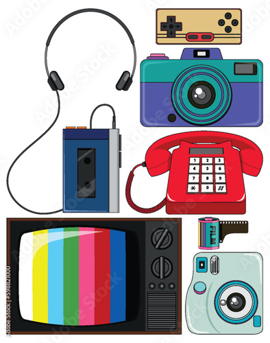 Set of retro object