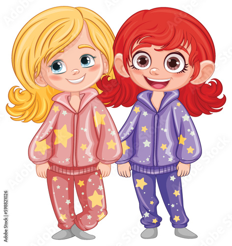 Cute cartoon character in pajamas