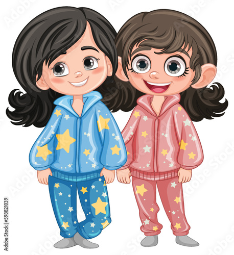 Cute cartoon character in pajamas