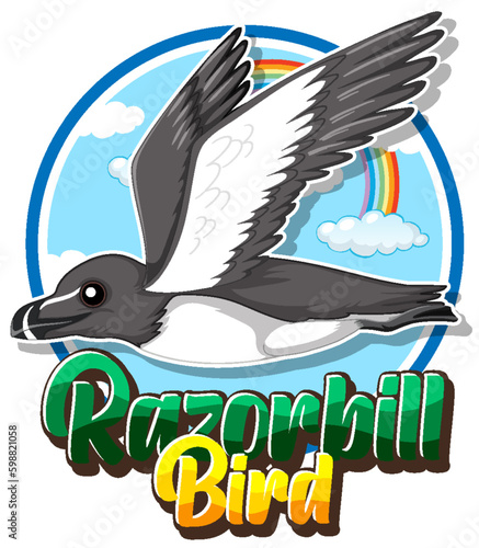 Razorbill bird logo with carton character