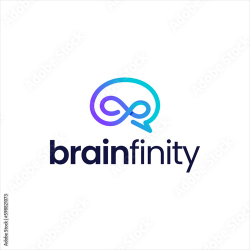 Modern brain and infinity combination logo with mono line style. Very suitable for use as a financial accounting and technology logo