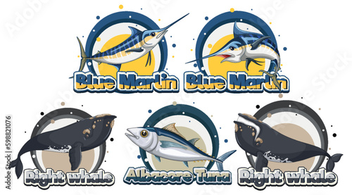 Aquatic animals cartoon collection