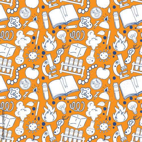 Science Objects and Icons Seamless Pattern