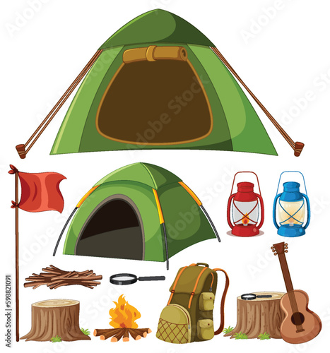 Vector set of camping tents