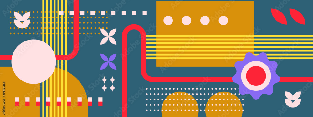 Obraz premium Geometric vector a retro style design banner.