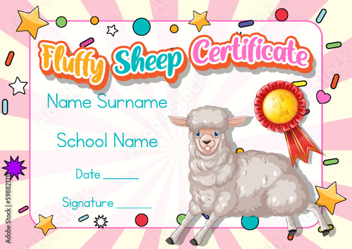 Fluffy sheep certificate template