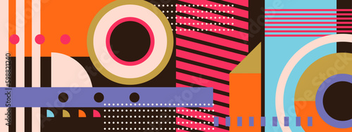 Vintage vector flat mosaic horizontal banner