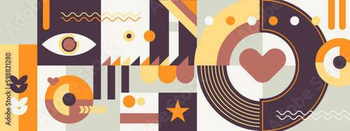 Retro abstract geometrict colorful vintage design banner