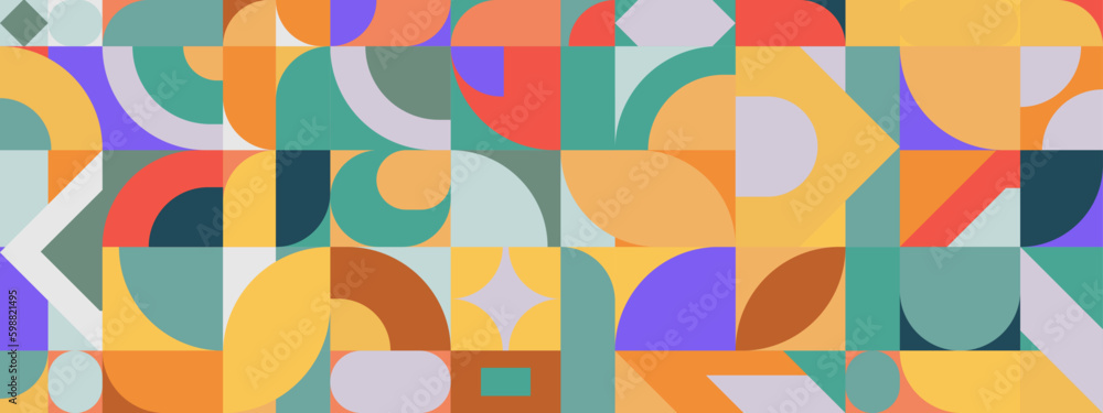 Retro flat design colorful mosaic banners Retro flat design colorful mosaic banners