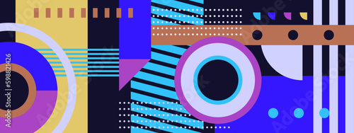 Vintage vector flat mosaic horizontal banner