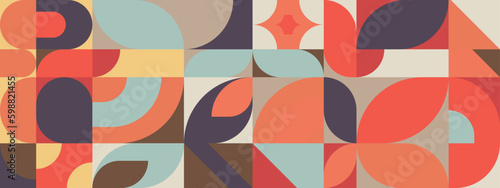 Colorful geometric Retro pattern design banner