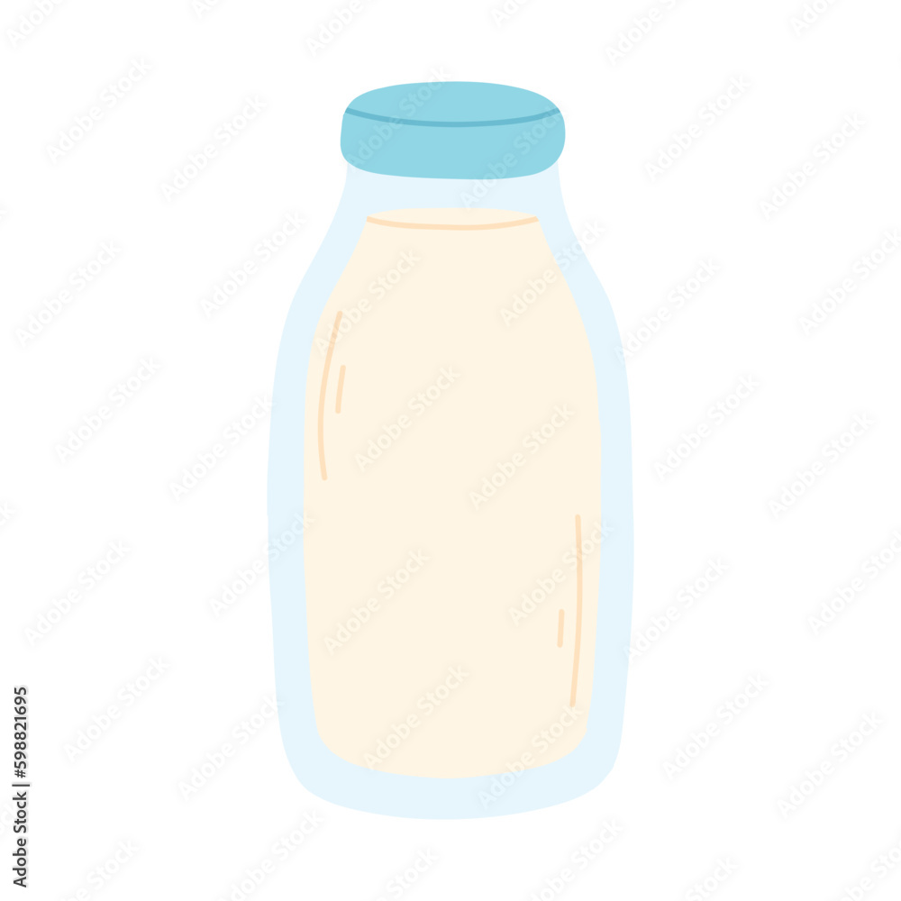 Bottle of milk in flat style. Hand drawn farm milk. Vector illustration. Milk product. Dairy day. Bottle of milk in flat style. Hand drawn farm milk. Vector illustration. Milk product. Dairy day.