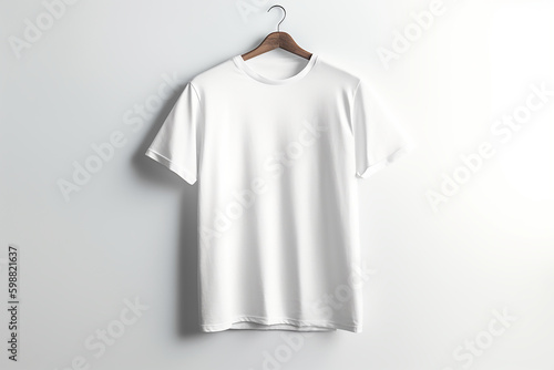 White T-Shirt on a hanger for mockup 