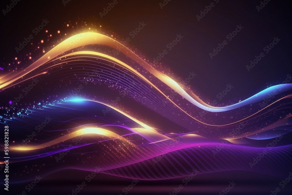 Fototapeta premium Glowing particles and wavy wallpaper 
