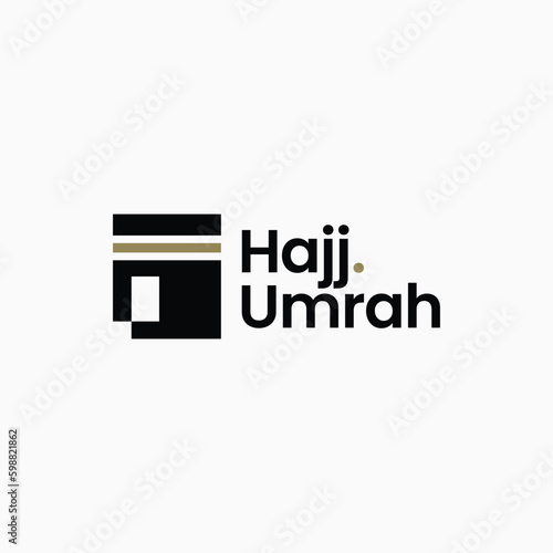 Hajj Kaaba Umra Tour Travel Logo Vector Icon Illustration