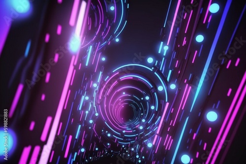 Neon Tunnel With Purple And Pink Lines Background