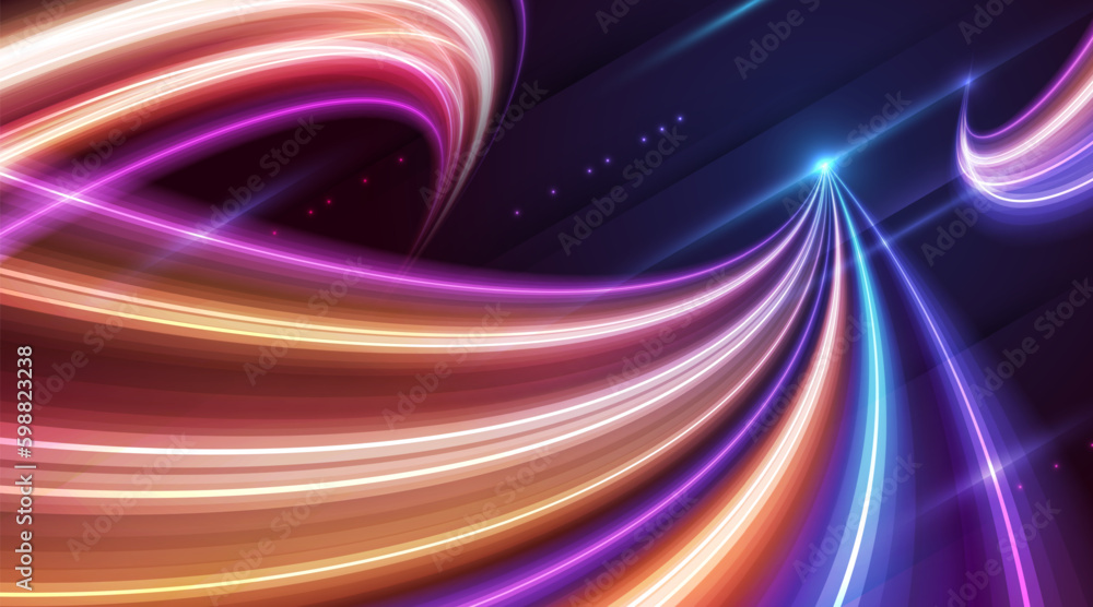 Modern abstract high-speed movement background. Dynamic motion light trails effect. Futuristic technology movement pattern for banner. Vector EPS10.