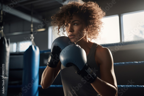 Generative AI - Fit 30-year-old Woman doing Boxing Exercise © Ezio Gutzemberg