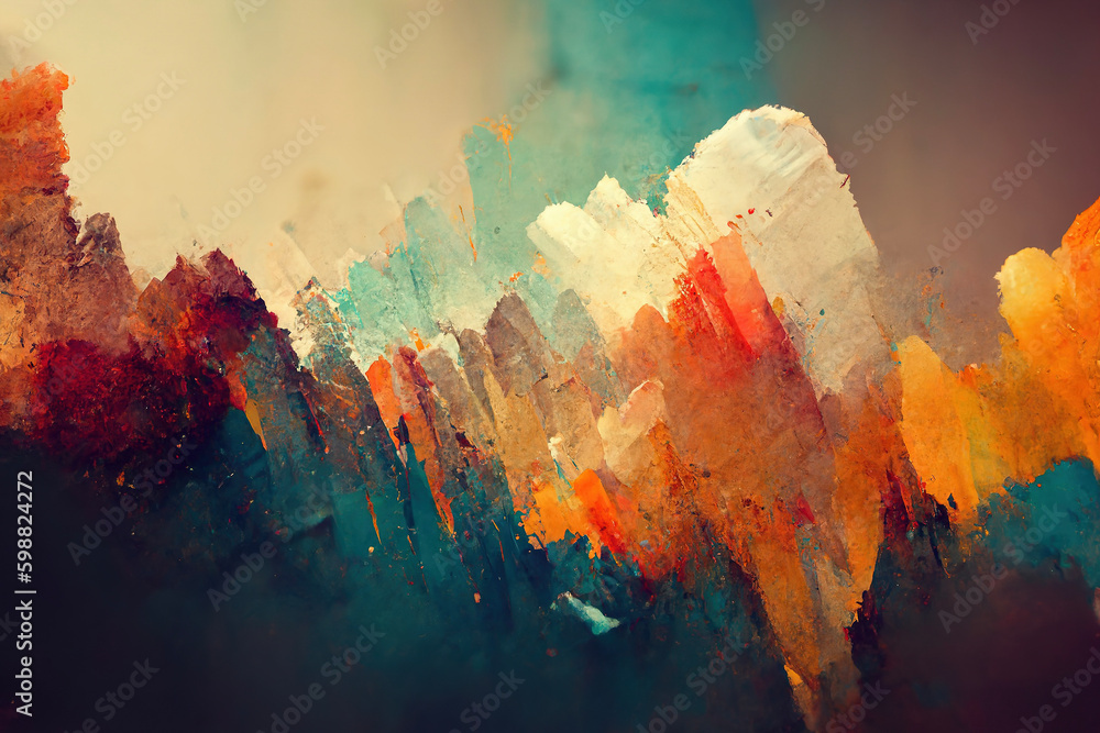 Abstract colorful paint brush strokes wallpaper. AI Stock Illustration